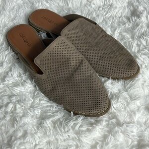 Indigo rd. Taupe Perforated Mules 9